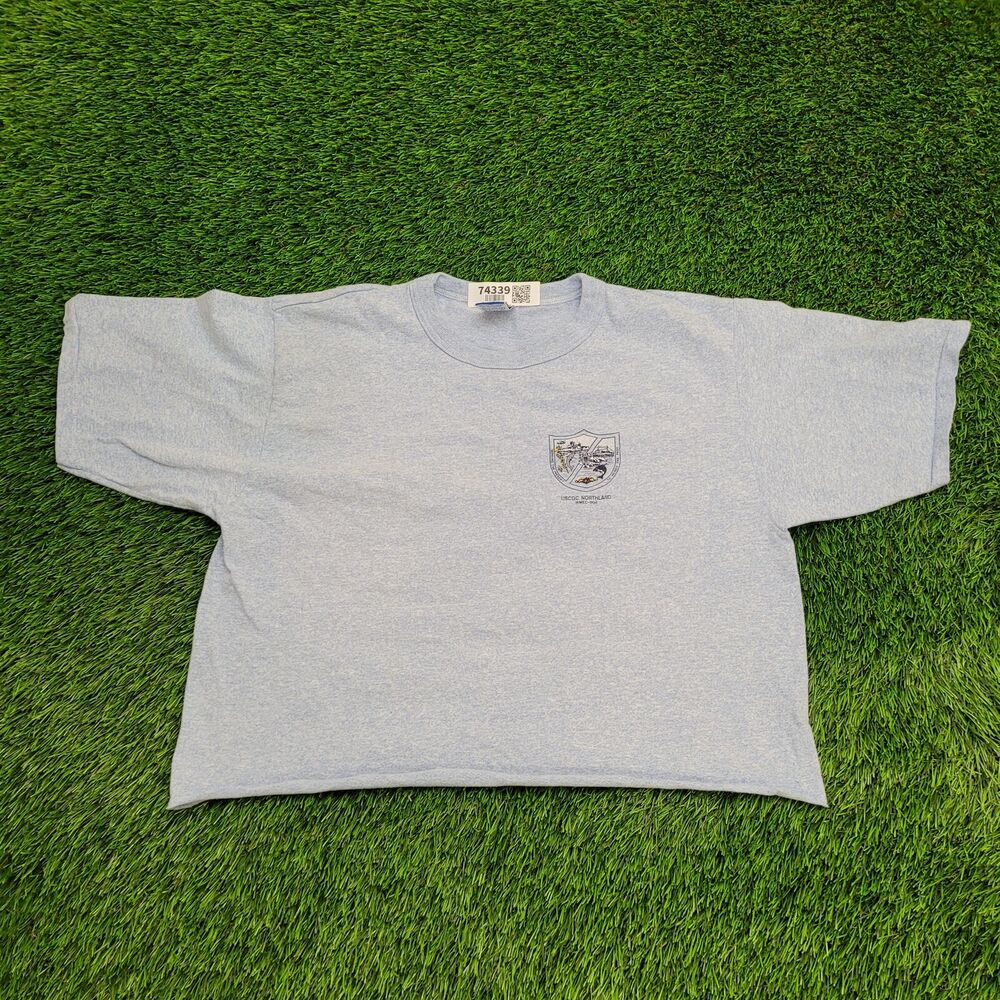 Vintage 80s Champion Cropped Shirt Womens XL 21x18 Blue USA